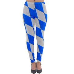 Pattern Geometric Wallpaper White Blue Lightweight Velour Leggings by Pakrebo