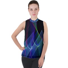 Abstract Desktop Background Mock Neck Chiffon Sleeveless Top by Pakrebo