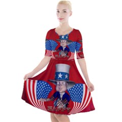 Happy 4th Of July Quarter Sleeve A-line Dress by FantasyWorld7