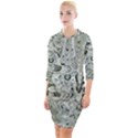 Abstract Stone Texture Quarter Sleeve Hood Bodycon Dress View1