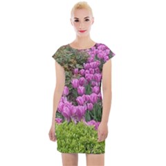 Late April Purple Tulip Cap Sleeve Bodycon Dress by Riverwoman