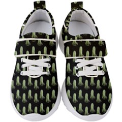 Cactus Black Pattern Kids  Velcro Strap Shoes by snowwhitegirl