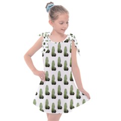 Cactus White Pattern Kids  Tie Up Tunic Dress by snowwhitegirl