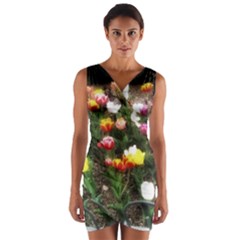 Tulips  Wrap Front Bodycon Dress by Riverwoman