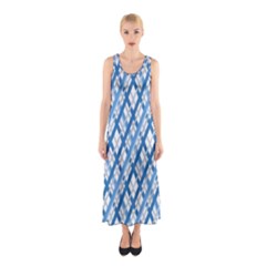 Geometric Overlay Blue Sleeveless Maxi Dress by Bajindul