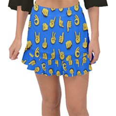 Emojis Hands Fingers Fishtail Mini Chiffon Skirt by Bajindul