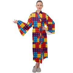 Lego Background Game Maxi Tie Front Velour Kimono by Mariart