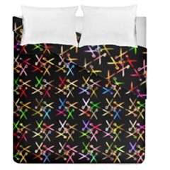 Scissors Pattern Colorful Prismatic Duvet Cover Double Side (queen Size) by HermanTelo