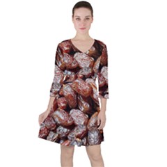 Dates Fruit Sweet Dry Food Ruffle Dress by Pakrebo