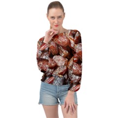 Dates Fruit Sweet Dry Food Banded Bottom Chiffon Top by Pakrebo