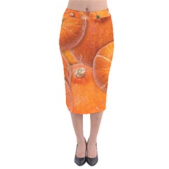 Pumpkin Halloween Fall Thanksgiving Velvet Midi Pencil Skirt by Pakrebo