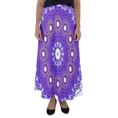 Mandala Abstract Design Pattern Blue Flared Maxi Skirt by Pakrebo