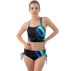 Green And Blue Peacock Feather Mini Tank Bikini Set by Pakrebo