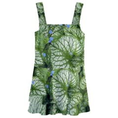 Green And White Leaf Plant Kids  Layered Skirt Swimsuit by Pakrebo