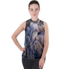 Dried Leafed Plants Mock Neck Chiffon Sleeveless Top by Pakrebo