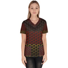 Germany Flag Hexagon Women s V-neck Scrub Top by HermanTelo