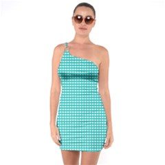 Gingham Plaid Fabric Pattern Green One Soulder Bodycon Dress by HermanTelo