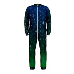 Background Blue Green Stars Night Onepiece Jumpsuit (kids) by HermanTelo