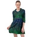 Background Blue Green Stars Night Mini Skater Shirt Dress View1