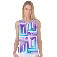 Geometric Metallic Aqua Purple Women s Basketball Tank Top by HermanTelo