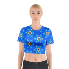 Pattern Backgrounds Blue Star Cotton Crop Top by HermanTelo