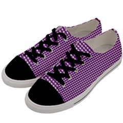 Gingham Plaid Fabric Pattern Purple Men s Low Top Canvas Sneakers by HermanTelo