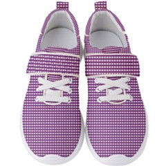 Gingham Plaid Fabric Pattern Purple Men s Velcro Strap Shoes by HermanTelo