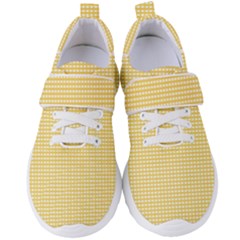 Gingham Plaid Fabric Pattern Yellow Women s Velcro Strap Shoes by HermanTelo