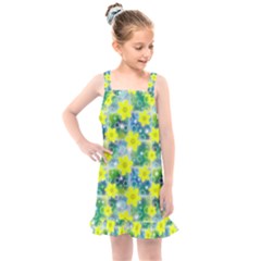 Narcissus Yellow Flowers Winter Kids  Overall Dress by HermanTelo