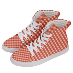 Gingham Plaid Fabric Pattern Red Men s Hi-top Skate Sneakers by HermanTelo