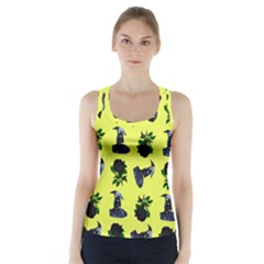 Gothic Girl Rose Yellow Pattern Racer Back Sports Top by snowwhitegirl