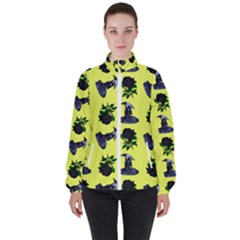 Gothic Girl Rose Yellow Pattern Women s High Neck Windbreaker by snowwhitegirl