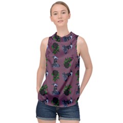 Gothic Girl Rose Mauve Pattern High Neck Satin Top by snowwhitegirl