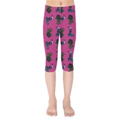 Gothic Girl Rose Pink Pattern Kids  Capri Leggings  by snowwhitegirl