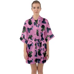 Gothic Girl Rose Light Pink Pattern Quarter Sleeve Kimono Robe by snowwhitegirl