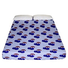 Retro Blue Cherries Fitted Sheet (california King Size) by snowwhitegirl