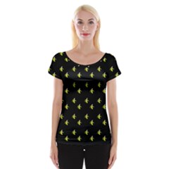 Peeled Banana On Black Cap Sleeve Top by snowwhitegirl