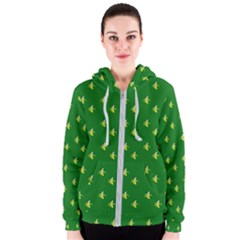 Peeled Banana On Green Women s Zipper Hoodie by snowwhitegirl