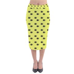 Yellow Eyes Velvet Midi Pencil Skirt by snowwhitegirl