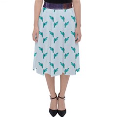 Blue Parrot Pattern Yellow Plaid Flannel Classic Midi Skirt by snowwhitegirl