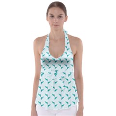 Blue Parrot Pattern Babydoll Tankini Top by snowwhitegirl