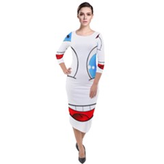 Smiley Face Laugh Comic Funny Quarter Sleeve Midi Velour Bodycon Dress by Sudhe