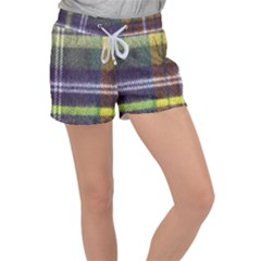 Yellow Plaid Flannel Women s Velour Lounge Shorts by snowwhitegirl