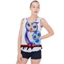 Owl Mother Owl Baby Owl Nature Bubble Hem Chiffon Tank Top View1