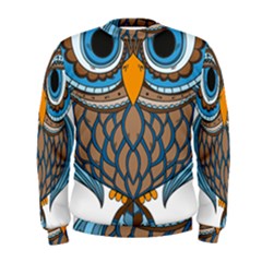 Owl Drawing Art Vintage Clothing Blue Feather Men s Sweatshirt by Sudhe