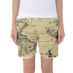 Map Vintage Old Ancient Antique Women s Basketball Shorts by Sudhe