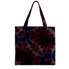 Abstract Animated Ornament Background Fractal Art Zipper Grocery Tote Bag by Wegoenart