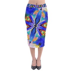 Art Kaleidoscope Meditation Mosaic Velvet Midi Pencil Skirt by Wegoenart