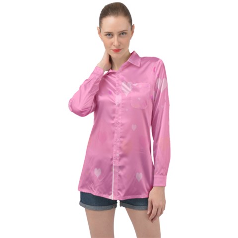 Pinkhearts Long Sleeve Satin Shirt by designsbyamerianna