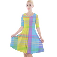 Easter Background Easter Plaid Quarter Sleeve A-line Dress by Simbadda